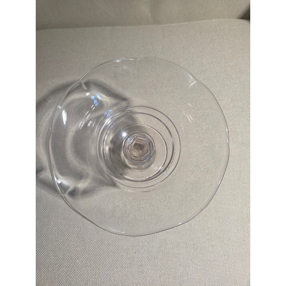 Vintage Ruffled Clear Glass Pedestal Compote Bowl